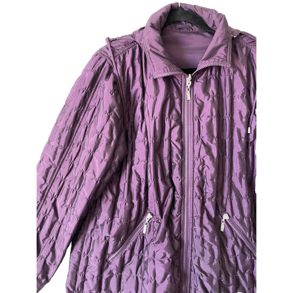 Mycra Pac One Womens Reversible Hooded Quilted Zipped Wine Coat, Size S/M